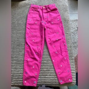 Retro style vintage high rise tapered magenta TOMMY HILFIGER jeans